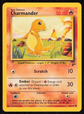 Charmander 69/130 Common Base Set 2 Pokemon Lightly Played