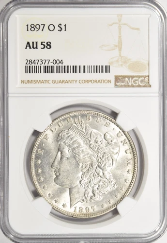 1897-O MORGAN DOLLAR ~ NICE BORDERLINE UNC. NGC ABOUT UNCIRCULATED AU58! INV#004