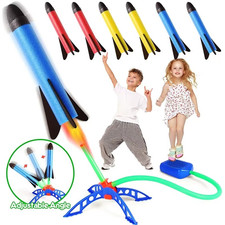 Kids Air Powered Rocket Launcher Toy Outdoor Foot Pump Soaring Rocket