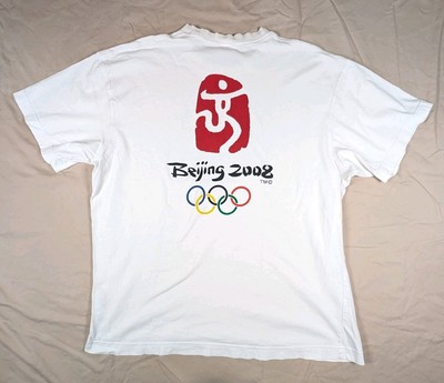 Men's XL 2008 Beijing Olympics T Shirt White Short Sleeve 180/100A 