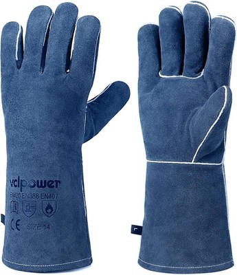 Hitzebeständige Schweißerhandschuhe 932°F MIG WIG Stick Schmiede Leder Rindsleder