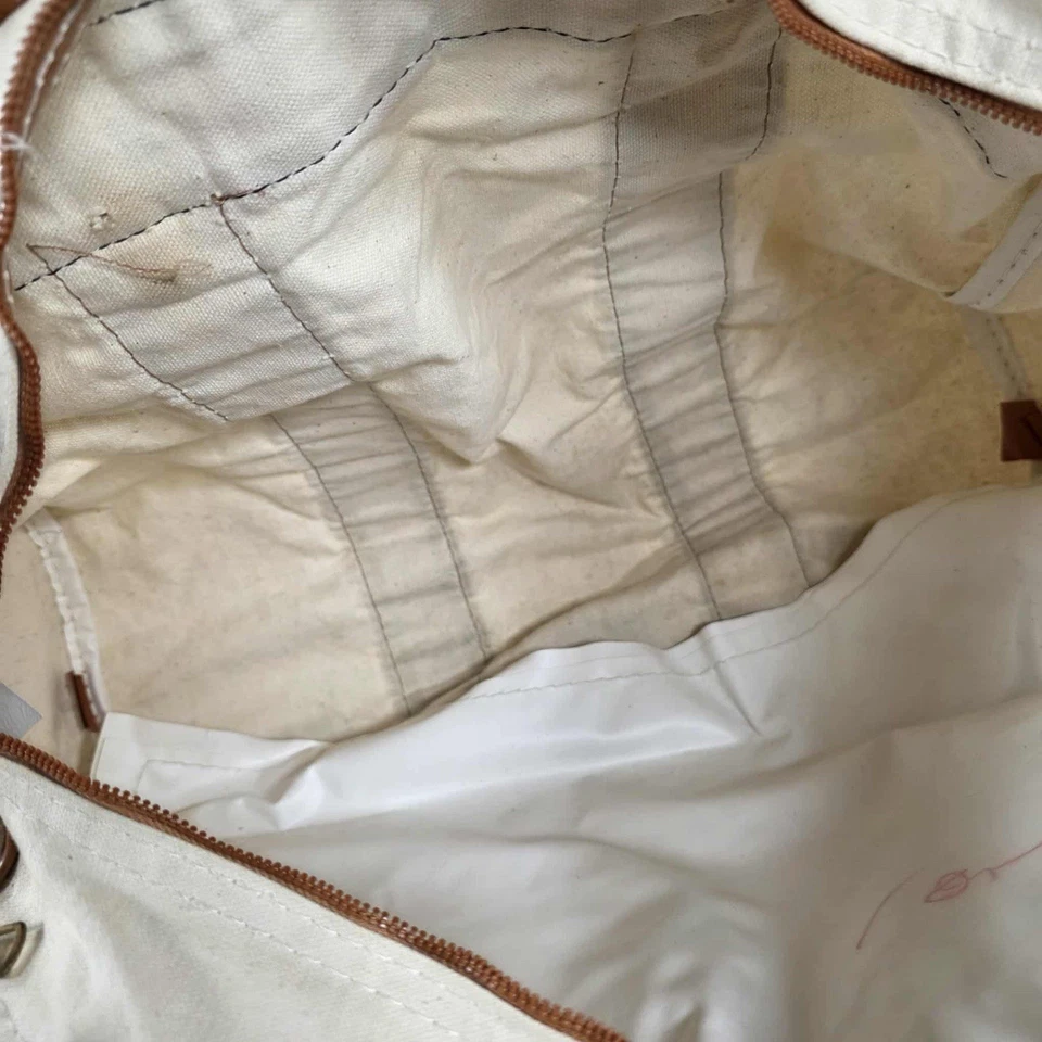 Винтажная спортивная сумка-тоут Wilson холщовая кожаная коньячная 1970-е ретро теннисная редкая - Изображение 4 из 4