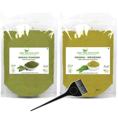 Indigo und Henna Pulver Bio für Haarfarbe (200 Gramm + 200 Gramm = 400 Gramm)