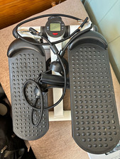 Mini Stepper with LCD Display & Resistance Bands Time Count Calories Black/White