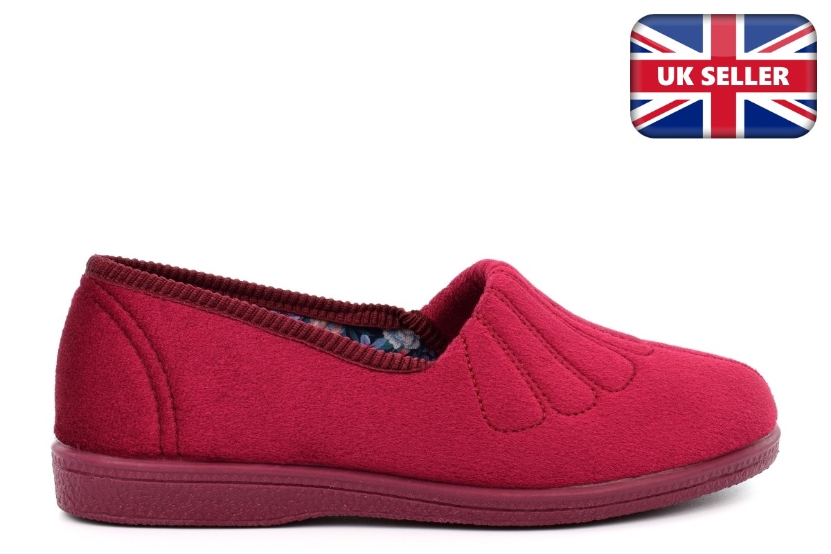 SAOLA Pantofole da donna larghe ciabatte da donna cucite a ventaglio suola in gomma vino