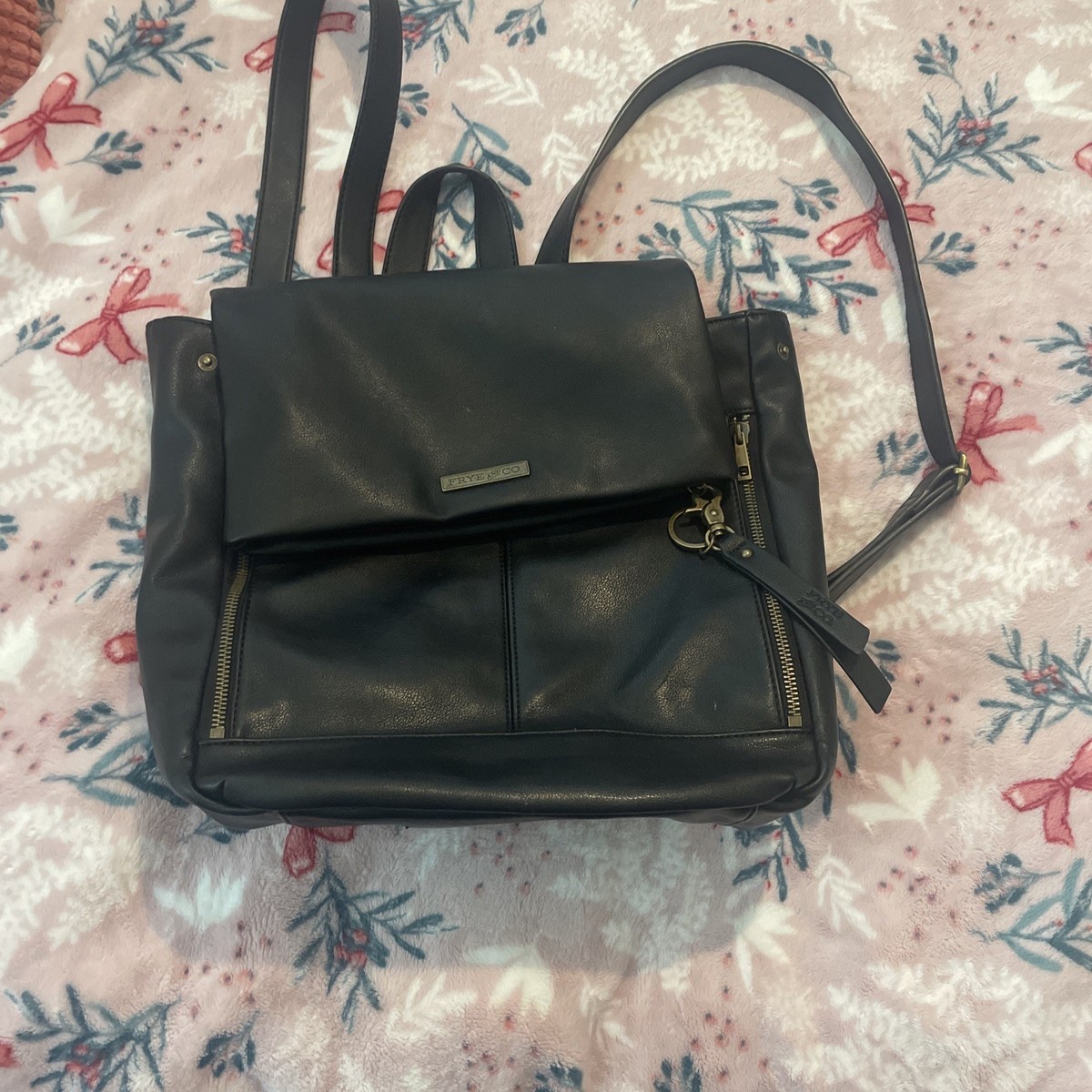Frye & Co Backpack Bag Black Adjustable Straps Soft Luxury School Travel Frye & Co Backpack Bag Black Adjustable Straps Soft Luxury  main image 2
