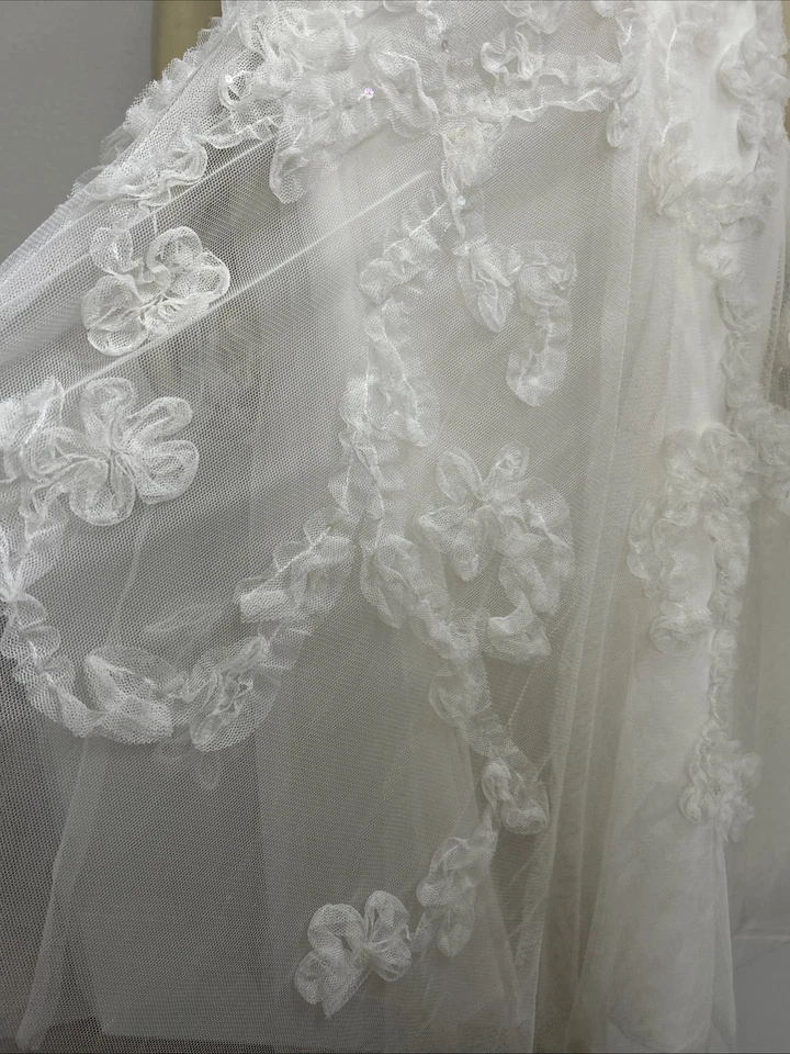 Galina Midi Ivory Organza Wedding Gown Strapless - Floral Design #VW 9257 - Image 3 of 4