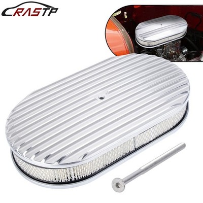 15'' Oval Full Finned Air Cleaner Washable For SBC BBC Chevy Ford 5-1/8 Carb Neck