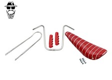 ORIGINAL LOWRIDER U Handlebar 25.4mm Sissy Bar Red Stripe Banana Seat/Grips.