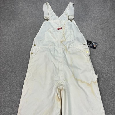 Dickies Latzhose Erwachsene 34x32 weiß Latzhose Arbeitskleidung Canvas Zimmermann Herren