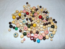 Lot of 180 Vintage Wood Macrame Craft Jewelry Beads