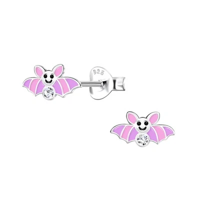 Ohrstecker Fledermaus Vampir Halloween Ohrringe Silber 925 Mädchen Kinder pink - Bild 1 von 2