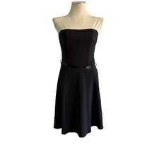 Vtg Y2K 2000s Strapless Black Belted Event Dress Sz S Whimsygoth Fairy Grunge