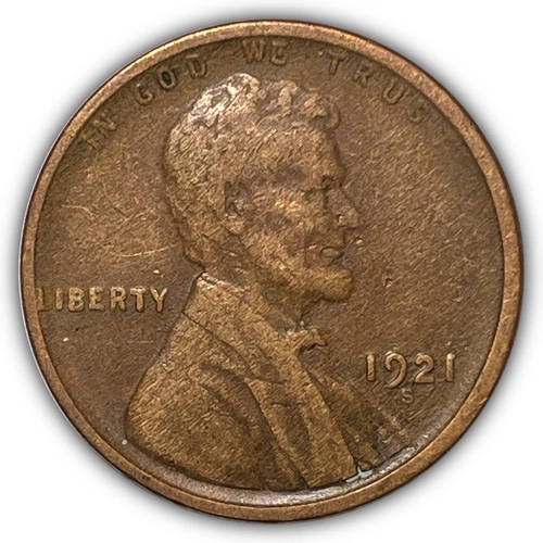 1921-S Lincoln Wheat Cent Very Fine VF Coin #25261