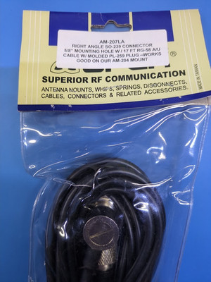 OPEK AM-207LA RIGHT ANGLE SO-239 TO PL-259 MOBILE ANTENNA COAX CABLE ASSEMBLY