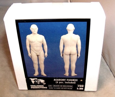 VERLINDEN 1:35 ACADEMY FIGURES MALE NUDE HUMAN BODY 2 RESIN FIGURES 759 NIB