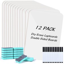 Small White Dry Erase Boards 12 Pack 9" x 12" 12 Erasers and Markers Included