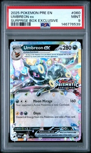 2025 POKEMON PRE EN-PRISMATIC EVOLUTIONS SURPRISE BOX EXCLUSIVE UMBREON EX PSA 9