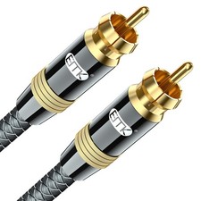 EMK 10Ft RCA to RCA Subwoofer Cable - 24K Gold-Plated, Nylon Braided RCA Audi...