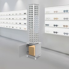 5-Sides Sunglasses Display Stand Floor-standing Eyeglass Holder Rack w/Cabinet