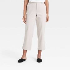 Women's High-Rise Straight Leg Ankle Pants - A New Day Light Brown Size 8