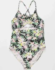 Volcom Girls Pink On Tropic One Piece Swimsuit L112824 Size 10