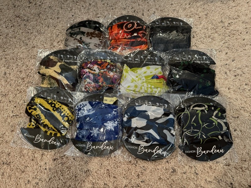 Fashion Bandeau Gator Headband Face Cover Scarf Lot (11 Total)
