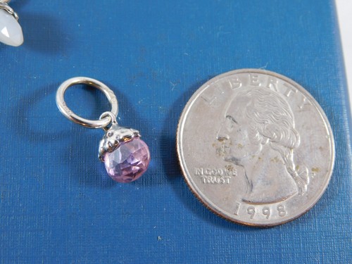 Waxing Poetic Sterling Silver TINY LIGHT Simulated Birthstone Charm Pendant - Picture 4 of 5