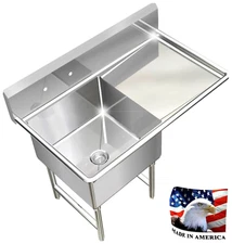 POT SINK HEAVY DUTY STAINLESS STEEL 16GA 1 TUB 39X24 NSF RIGHT DRAINBOARD ONLY