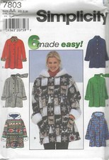 7803 Simplicity Sewing Pattern ~ Misses Jacket Car Coat XS - M -6 styles - Uncut
