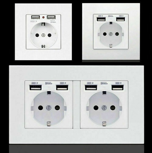USB Steckdose Wandsteckdose Unterputz mit 2/4 USB Anschluss Ladegerät 16A Neu