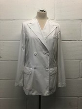 Erika Cavallini Women's White 100% Cotton Blazer Jacket Size It 42 Uk 10