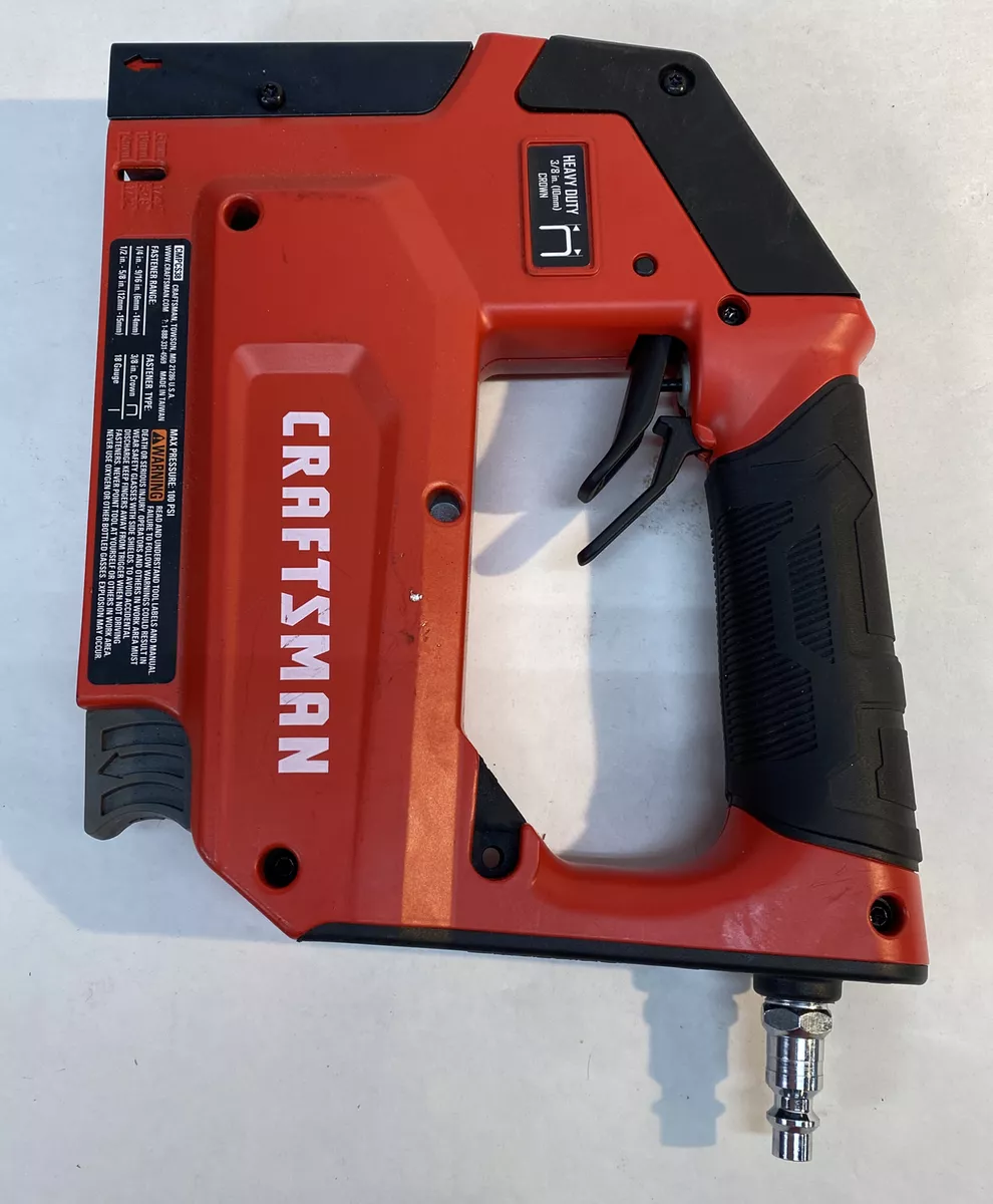 Craftsman Heavy Duty Crown Air Pneumatic Stapler Red 18 Gauge x 3 8