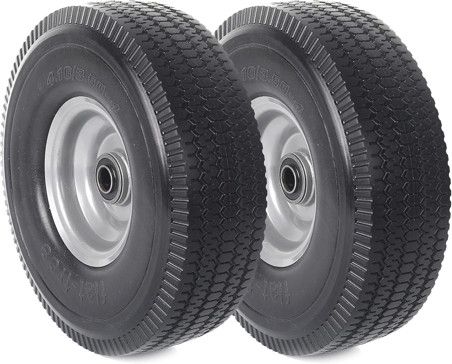 (2-Pack) 10-Inch Solid Wheel Replacement - 4.10/3.50-4 Flat Free Tire ...