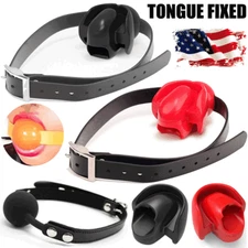 Ball Gag Silicone Mouth Open Gag Lips Adjustable Neck Straps Man Woman Couples