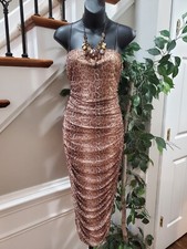 Fashion Nova Brown Snake Print Polyester Square Neck Sleeveless Maxi Dress 1X