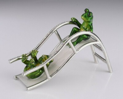 Frog slid  LIMITED EDITION trinket box  by Keren Kopal & Austrian crystals 
