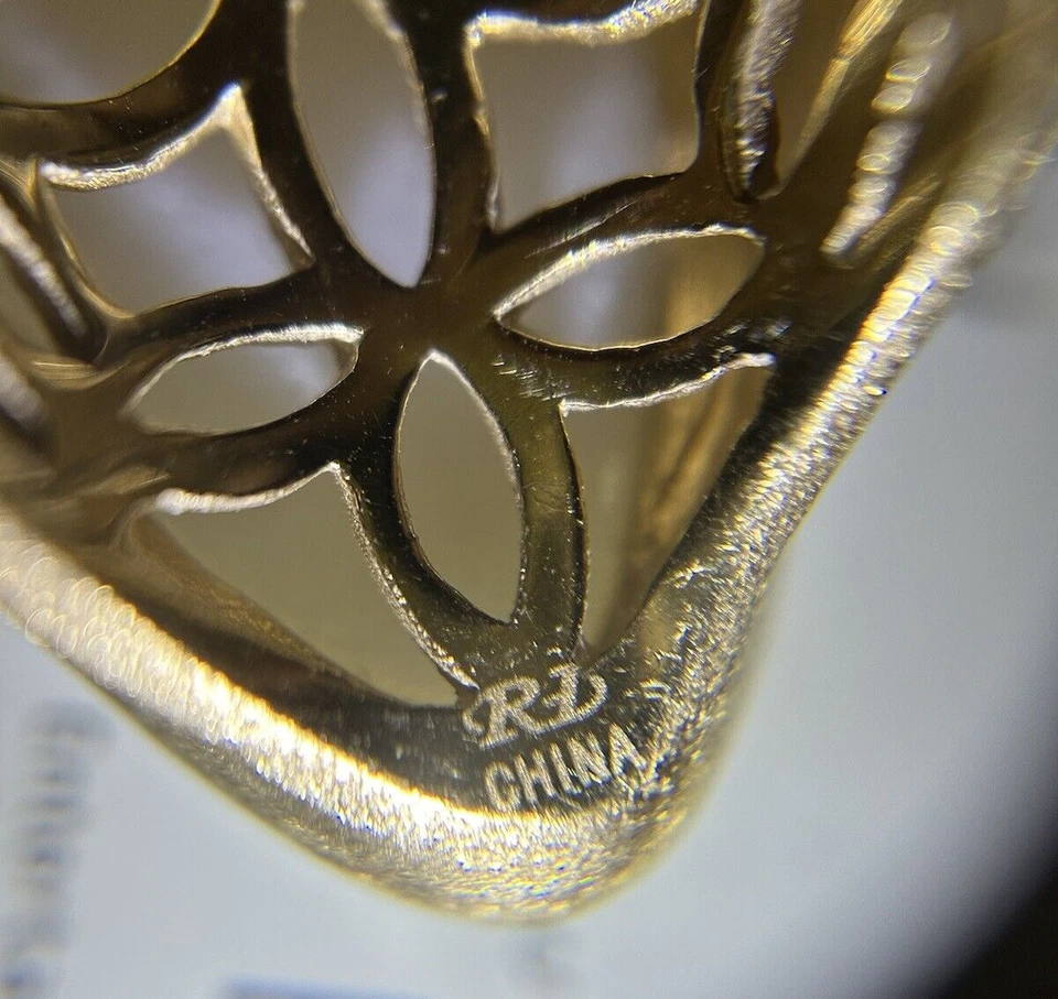 Anillo de Cóctel Cuarzo Blanco Drusy Tono Dorado Esmerilado, Marcado RF China Talla 8 Foto 4 de 4