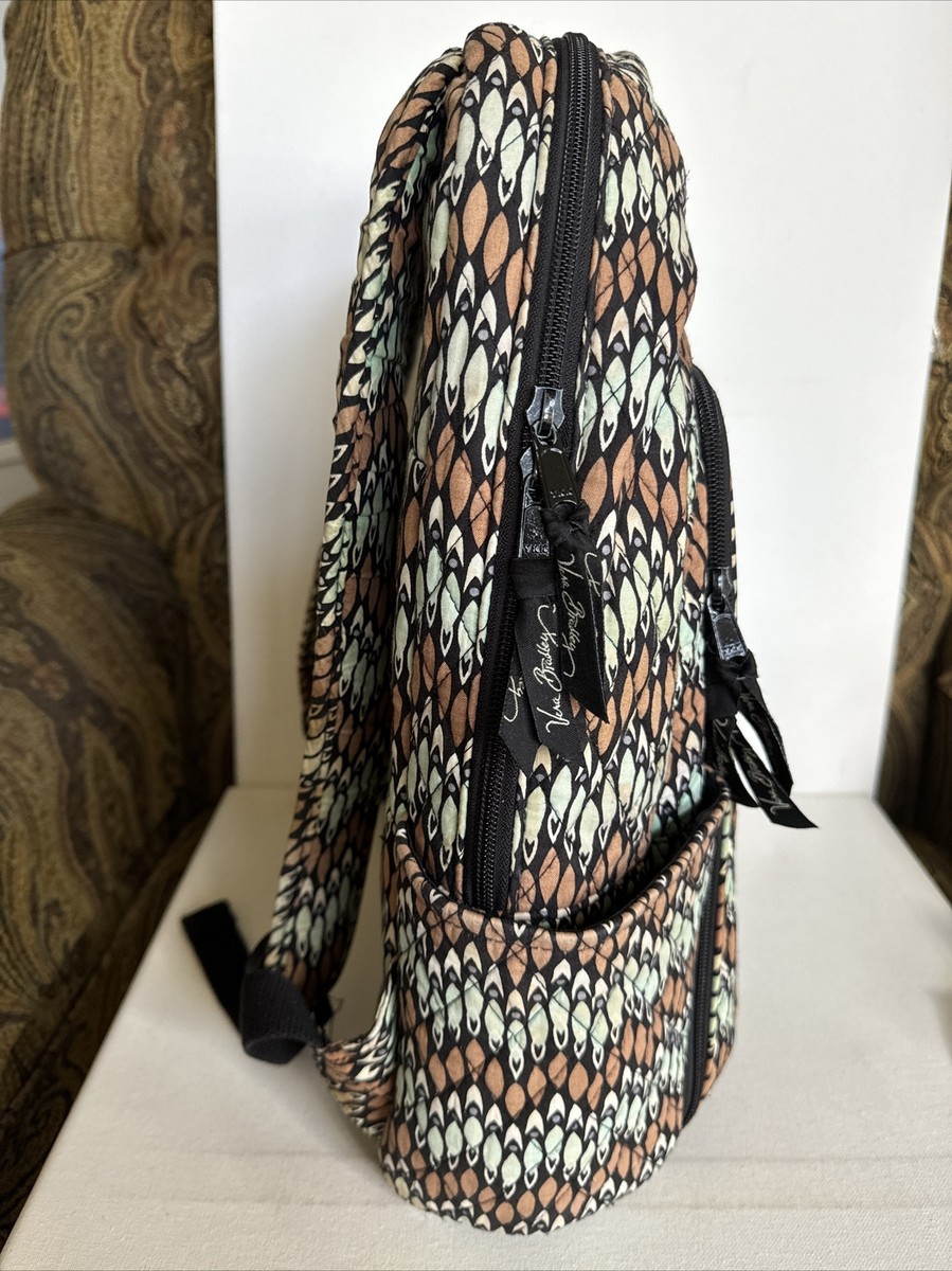 Vera Bradley Sierra Stream Brown Green Geo Print Cotton Blend Medium Backpack Vera Bradley Sierra Stream Brown/Green Campus Laptop 17  main image 4