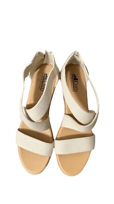 New Cliffs by White Mountain WomenWoven Platform Sandals Beige,Zipper Size 10