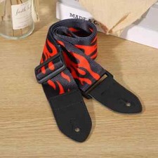 Guitar Straps With PU Leather Belt Ends: Pair: one each of CHECKERBOARD  FLAME
