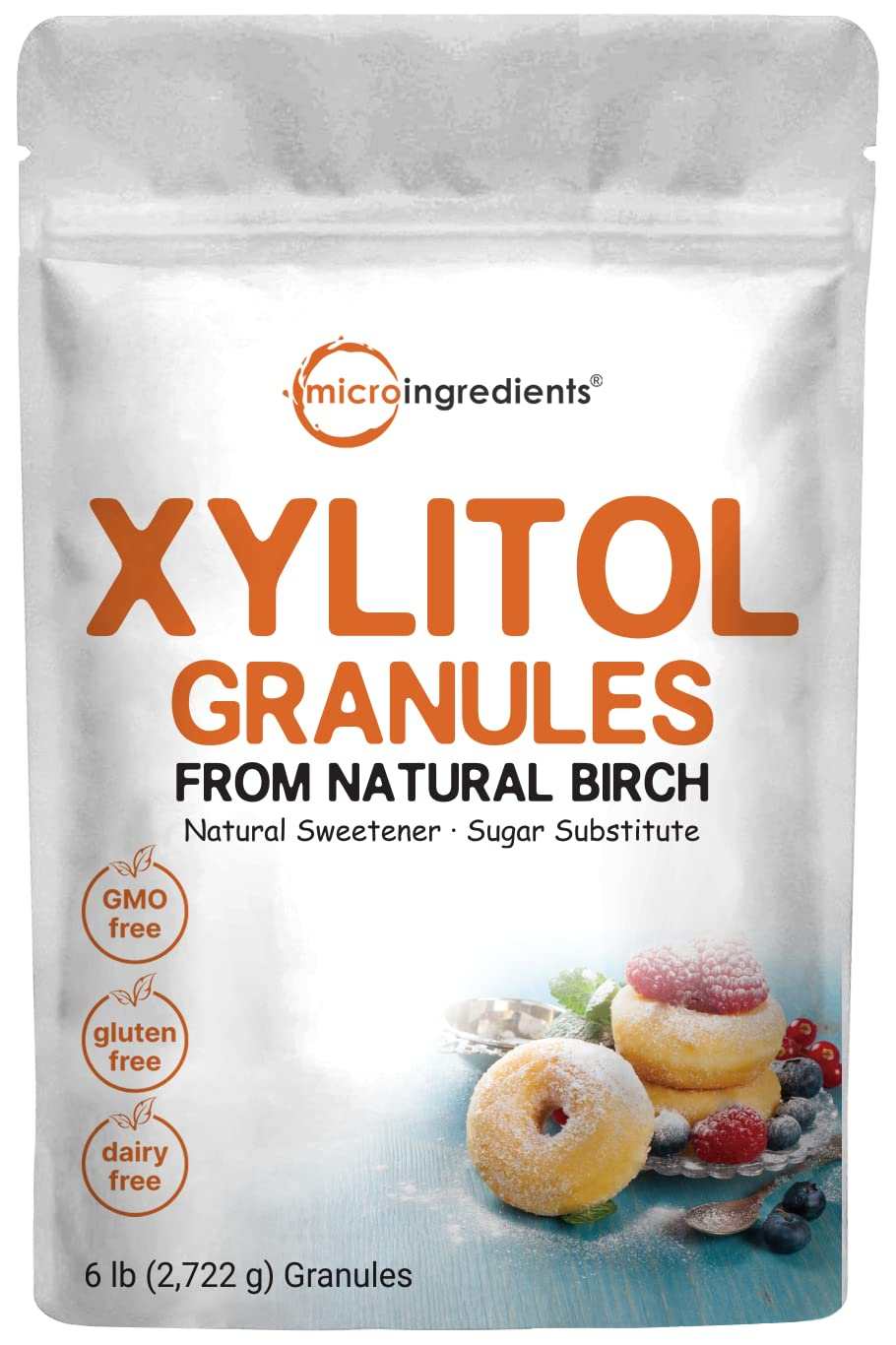 Organic Xylitol Sweetener (Xylitol Sugar Crystal Powder), 6 Pounds (96