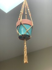 Vintage Macrame Plant Hanger Flower Pot Garden Holder Handmade San Francisco NO