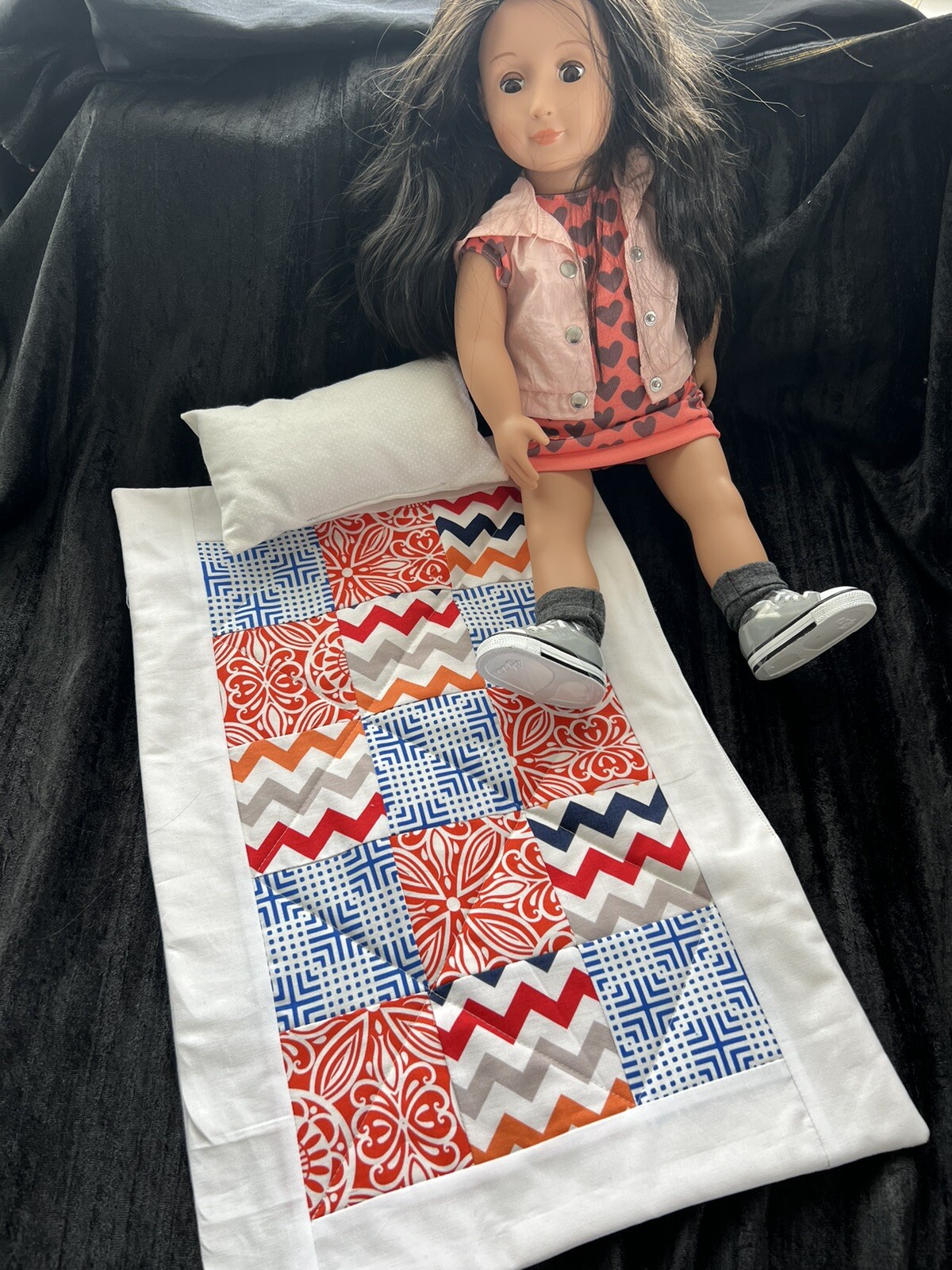 Modern Fun Doll Quilt ~ Made For American Girl Other 18” Polly’s Rox Bedding