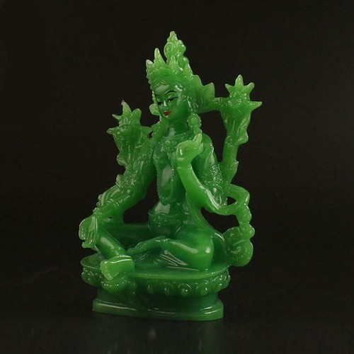 Feng Shui Tibet Tibetan Buddhism Statue Imitate Jade Resin Green Tara