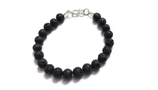Natural Rock Lava Round Smooth 10mm Beads, 7"inch Bracelet Volcano Lava Round