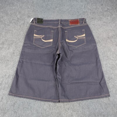 Vintage Ecko UNLTD Shorts Mens 38 Blue Denim Baggy Wide Leg Jean Jorts Skate Y2K