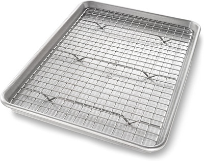 Jelly Roll Baking Pan and Bakeable Cooling Rack, Nonstick Commercial Quality