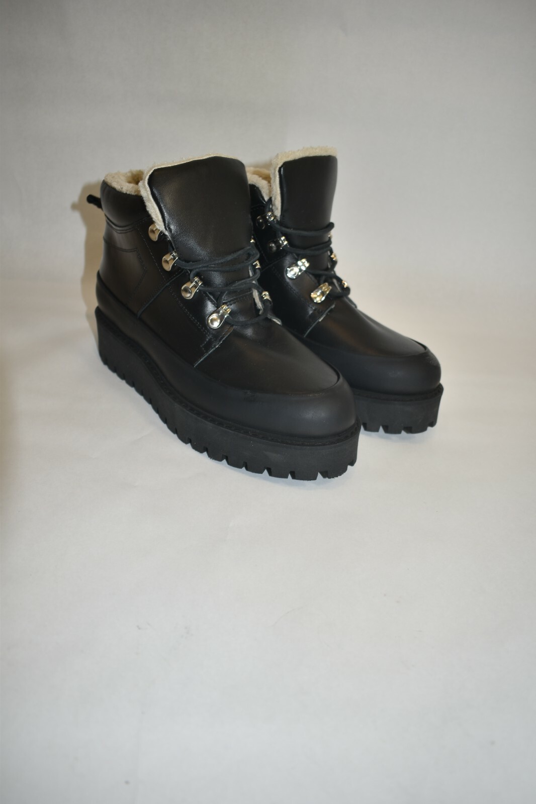 New! GANNI Leather Platform Hiking Ankle Boots Size 40 EU 10 US image 2