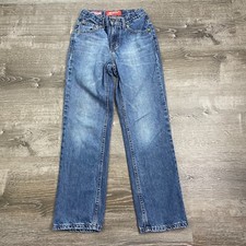 Arizona Jeans Boys Straight Leg Blue Jean Denim Adjustable Waist Size 12 Regular